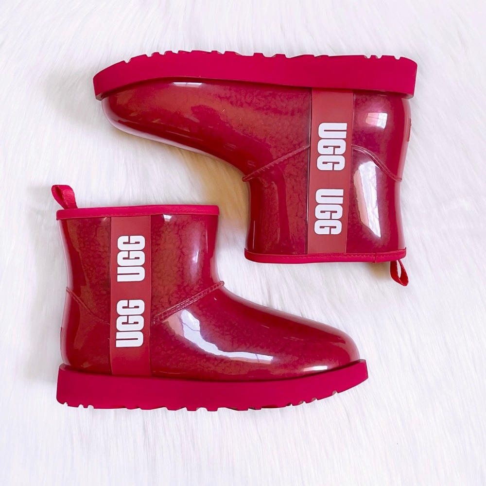 UGG Women’s Classic Clear Mini Waterproof Boots In Ribbon Red - Picture 7 of 9